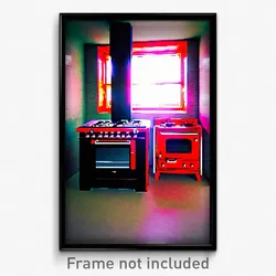 Pixel Art Poster - Red Stove (8 Bit Psychedelic Trippy Weird Video Game Print)