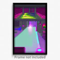 Pixel Art Poster - Glitch Art Safehouse (8 Bit Psychedelic Video Game Print)