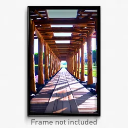 Pixel Art Poster - Wooden Avenue (8 Bit Psychedelic Trippy Video Game Print)