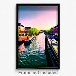 Pixel Art Poster - Lovely Canal (8 Bit Psychedelic Trippy Video Game Print)