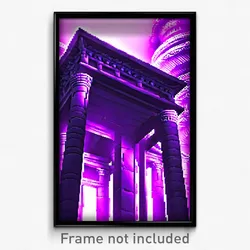 Pixel Art Poster - Purple Ancient Architecture (8 Bit Video Game Print)