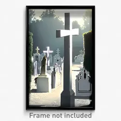 Pixel Art Poster - White Graveyard (8 Bit Psychedelic Trippy Video Game Print)