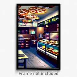 Pixel Art Poster - Ample Pizza Shop (8 Bit Psychedelic Trippy Video Game Print)