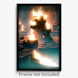 Pixel Art Poster - Mysterious Forge (8 Bit Psychedelic Trippy Video Game Print)