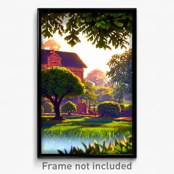 Pixel Art Poster - Leafy Farmstead (8 Bit Psychedelic Trippy Video Game Print)