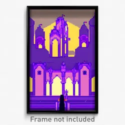 Pixel Art Poster - Purple Ramparts (8 Bit Psychedelic Trippy Video Game Print)