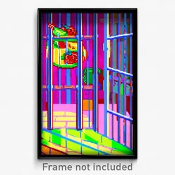 Pixel Art Poster - Fruity Jail (8 Bit Psychedelic Trippy Weird Video Game Print)