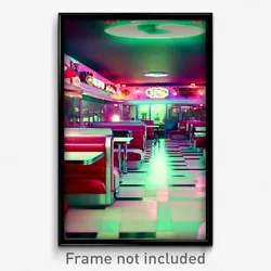 Pixel Art Poster - Extra Small 50'S Diner (8 Bit Psychedelic Video Game Print)
