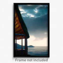 Pixel Art Poster - Cloudy Hut (8 Bit Psychedelic Trippy Weird Video Game Print)