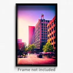 Pixel Art Poster - Urban University (8 Bit Psychedelic Trippy Video Game Print)