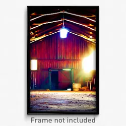 Pixel Art Poster - Warm Barn (8 Bit Psychedelic Trippy Weird Video Game Print)