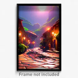 Pixel Art Poster - Exotic Hamlet (8 Bit Psychedelic Trippy Video Game Print)