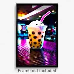 Pixel Art Poster - Droopy Boba Tea (8 Bit Psychedelic Trippy Video Game Print)