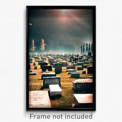 Pixel Art Poster - Extra Large Cemetery (8 Bit Psychedelic Video Game Print)