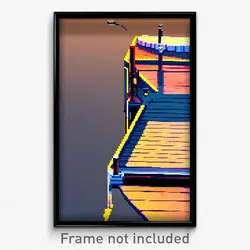 Pixel Art Poster - Exotic Dock (8 Bit Psychedelic Trippy Weird Video Game Print)