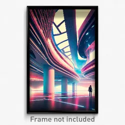 Pixel Art Poster - Jaw Dropping Futuristic Architecture (8 Bit Video Game Print)