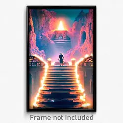 Pixel Art Poster - Gargantuan Grotto (8 Bit Psychedelic Trippy Video Game Print)