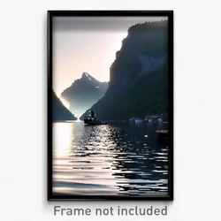 Pixel Art Poster - Calm Fjord (8 Bit Psychedelic Trippy Weird Video Game Print)