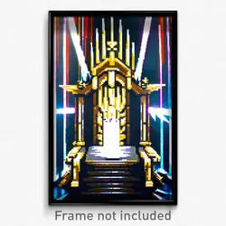 Pixel Art Poster - Striking Throne (8 Bit Psychedelic Trippy Video Game Print)