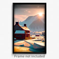 Pixel Art Poster - Arctic Homestead (8 Bit Psychedelic Trippy Video Game Print)