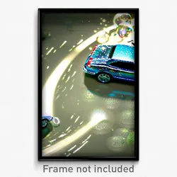 Pixel Art Poster - Bubbly Car (8 Bit Psychedelic Trippy Weird Video Game Print)