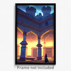 Pixel Art Poster - Noteworthy Fort (8 Bit Psychedelic Trippy Video Game Print)