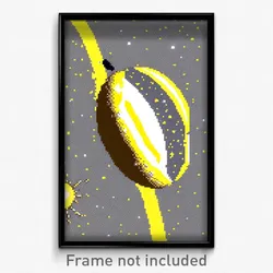 Pixel Art Poster - Yellow Jupiter (8 Bit Psychedelic Trippy Video Game Print)