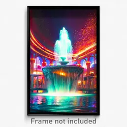 Pixel Art Poster - Novel Fountain (8 Bit Psychedelic Trippy Video Game Print)