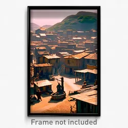 Pixel Art Poster - Old Fashioned Shantytown (8 Bit Psychedelic Video Game Print)