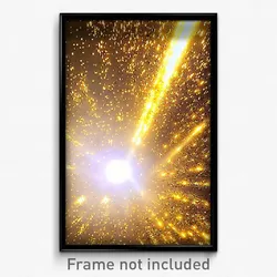 Pixel Art Poster - Golden Outer Space (8 Bit Psychedelic Video Game Print)