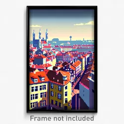 Pixel Art Poster - Slim German City (8 Bit Psychedelic Trippy Video Game Print)