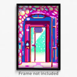 Pixel Art Poster - Bubbly Door (8 Bit Psychedelic Trippy Weird Video Game Print)
