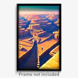 Pixel Art Poster - Vast Treasury (8 Bit Psychedelic Trippy Video Game Print)