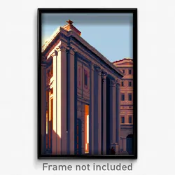 Pixel Art Poster - Muted Roman Architecture (8 Bit Psychedelic Video Game Print)