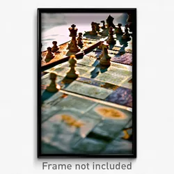 Pixel Art Poster - Abandoned Chess Board (8 Bit Psychedelic Video Game Print)