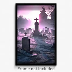 Pixel Art Poster - Cold Graveyard (8 Bit Psychedelic Trippy Video Game Print)