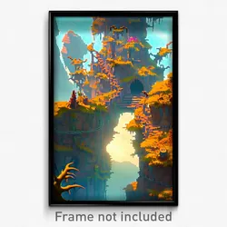 Pixel Art Poster - Thorny Outpost (8 Bit Psychedelic Trippy Video Game Print)