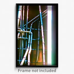Pixel Art Poster - Wire Frame Pipes (8 Bit Psychedelic Trippy Video Game Print)