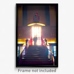 Pixel Art Poster - Zany Courthouse (8 Bit Psychedelic Trippy Video Game Print)