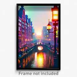 Pixel Art Poster - Giant Amsterdam (8 Bit Psychedelic Trippy Video Game Print)
