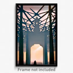 Pixel Art Poster - Webbed Landmark (8 Bit Psychedelic Trippy Video Game Print)