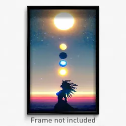 Pixel Art Poster - Grandiose Sun And Moon (8 Bit Psychedelic Video Game Print)
