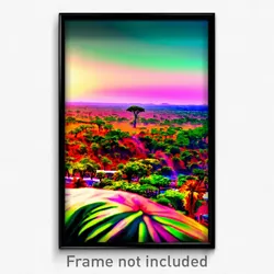 Pixel Art Poster - Colorful Savannah (8 Bit Psychedelic Trippy Video Game Print)
