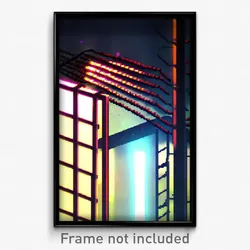 Pixel Art Poster - Digital Wire Frame Dump (8 Bit Psychedelic Video Game Print)