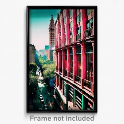 Pixel Art Poster - Stylish Mexico City (8 Bit Psychedelic Video Game Print)