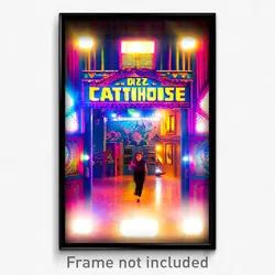 Pixel Art Poster - Dizzying Cathouse (8 Bit Psychedelic Trippy Video Game Print)