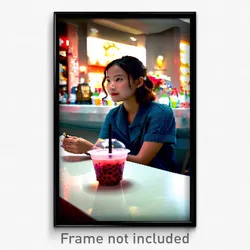 Pixel Art Poster - Thoughtful Boba Tea (8 Bit Psychedelic Video Game Print)