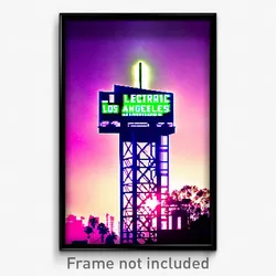 Pixel Art Poster - Electric Los Angeles (8 Bit Psychedelic Video Game Print)