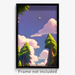 Pixel Art Poster - Flat Cloud Forest (8 Bit Psychedelic Trippy Video Game Print)