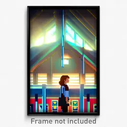 Pixel Art Poster - Fantastic School (8 Bit Psychedelic Trippy Video Game Print)